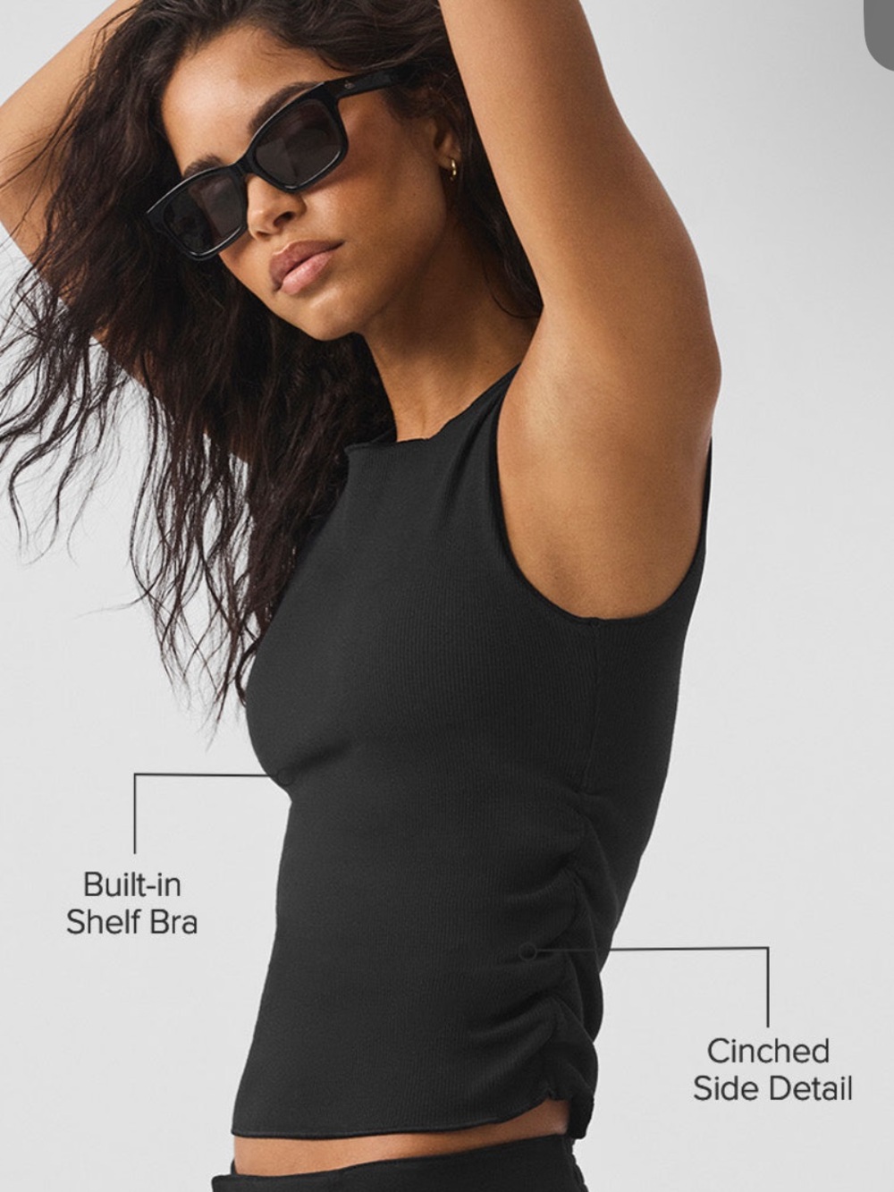 Alo Ribbed Black En Pointe Tank - Picture 4 of 4